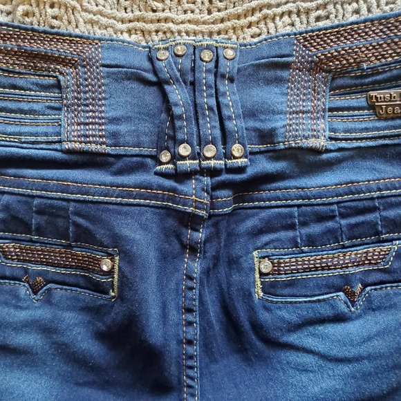 TUSH PUSH Jr. women dark wash stretch jeans size 1 - Picture 3 of 11